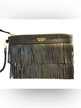 Victoria Secret Black Zip Wristlet with Gold Zip